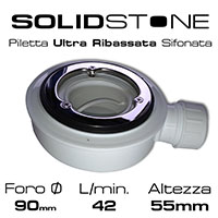 Scheda Piletta ultraribassata in PVC per piatto doccia basso con foro diametro da 90 mm