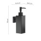 30317-Gedy Distributore di Sapone Quadrato 150 ml Seal Nero Matt