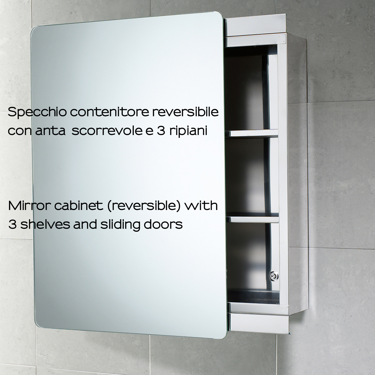 30825-Gedy Specchio Contenitore 1 Anta 46x66 Kora Lucido