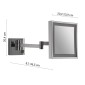 30876-Gedy Specchio Ingranditore da Muro Quadrato 5x con Led Nina Cromo