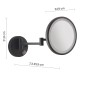 30882-Gedy Specchio Ingranditore da Muro Tondo 5x con Led Eva Nero Matt