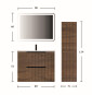 33247-Mobile Bagno Sospeso effetto Legno Plissettato con Colonna e Specchio Led Lignum