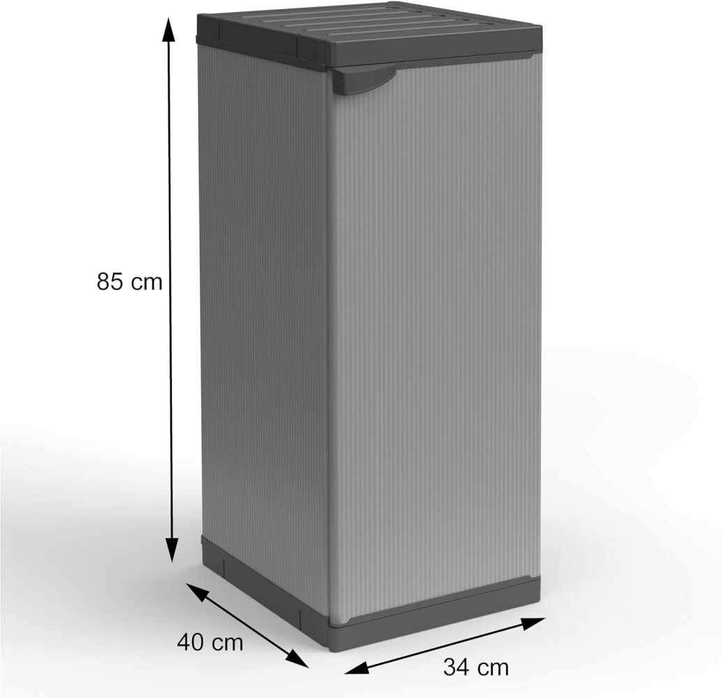 Armadietto Esterno/Interno Adventa - In Resina PVC, 34x40x85cm, Grigio/nero, Made In Italy - Foto 13