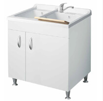Scheda Lavatoio con mobile in nobilitato e 2 vasche - L 75 cm x P 60 cm