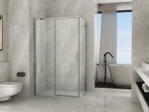 Scheda L012MF – Box doccia angolare, lato fisso + porta scorrevole Soft Close - 8 mm