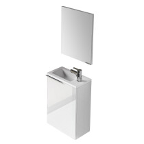 Scheda Mobile bagno sospeso completo di lavabo specchio Colore Bianco Laccato