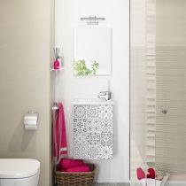 Scheda Mobile bagno sospeso Compact Cody completo di lavabo e specchio Colore Bianco