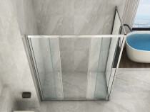 Scheda Box doccia cristallo 6 mm TRASPARENTE-2 lati fisso piu' scorrevole con apertura centrale-Reversibile