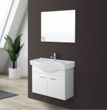 Scheda Mobile bagno sospeso Lucy 80 cm - con lavabo e specchio finitura Bianco Lucido