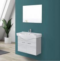 Scheda Mobile bagno sospeso Lucy 80 cm - con lavabo e specchio finitura Grigio