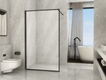 Scheda Parete Doccia Walk-In in Cristallo Anticalcare 8mm Profilo Nero Stampa a riquadro