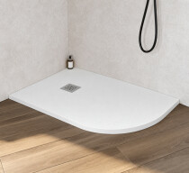 Scheda Piatto Doccia Semicircolare 70x90 Raggio 38 in Pietra SOLIDSTONE alto 2,8 cm - Bianco - Versione DX