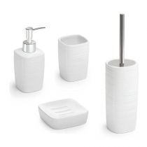 Scheda Set 4 accessori appoggio in ceramica bianco con inserti cromati Serie Kelly di Gedy