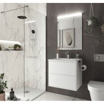 Scheda Mobile Bagno Narciso + Lavabo + Specchio + Lampada LED Misura 60cm Colore Bianco Opaco