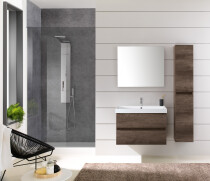 Scheda Mobile Bagno Sospeso Colore Rovere Scuro Misura 110x190x46 cm