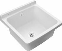 Scheda Adventa Vasca in resina di PP fissaggio a Parete Con Sifone e Piletta 40L x 40P x 19H cm Bianco