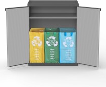 Scheda Adventa: Mobiletto con Buste Raccolta Differenziata in resina di PVC e PP 2 Ante 1 Ripiano