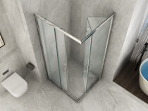 Scheda Box Doccia Angolare in Cristallo 6 mm Opaco 2 Lati - 1 Scorrevole + 1 Porta Libro