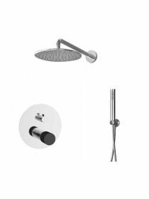 Scheda Kit doccia completo con monocomando a due vie soffione e doccino Joan Marmo Nero