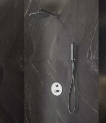 Scheda Kit doccia completo con monocomando a due vie soffione e doccino Joan Marmo Bianco