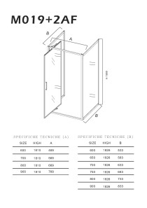 Scheda Box doccia cristallo 6 mm 3 lati - 2 Fisso piu' porta rototraslante Reversibile (Trasparente/Opaco)