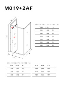 Scheda Box doccia cristallo 6 mm 3 lati - 2 Fisso piu' porta Rototraslante Reversibile (Trasparente/Opaco)