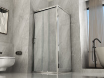 Scheda Box doccia angolare in cristallo 6 mm Opaco 2 lati: 1 fisso e 1 scorrevole 3 ante Reversibile