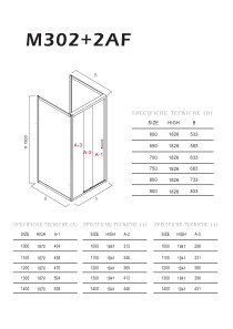 Scheda Box doccia cristallo Trasparente 6 mm 3 lati - 2 fissi piu' porta con 3 ante scorrevoli Reversibile