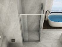 Scheda Box Doccia Cristallo 6 mm 2 Lati - 1 Fisso e 1 Apertura Rototraslante con Fisso Trasparente