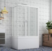 Scheda Box Sopravasca 3 Lati - Fisso + Apertura scorrevole angolare in acrilico 2.2 mm  Reversibile