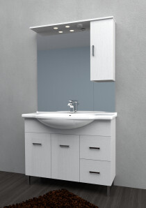 Scheda Mobile bagno a terra con piedini - larice bianco 105 cm