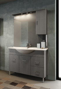Scheda Mobile bagno a terra con piedini - larice grigio 105 cm