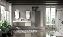 Scheda Mobile Bagno Sospeso Pixel 04 Colore Verde Salvia e Bianco 80x46 cm