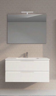 Scheda Mobile bagno sospeso Friendly completo di lavabo e specchio - Colore Bianco