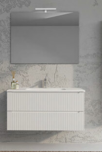 Scheda Mobile bagno sospeso Rigo completo di lavabo e specchio - colore Bianco