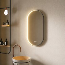 Scheda Specchio da Bagno con Illuminazione Interna e Cornice in Acciaio Nero Opaco Linea ETEREA