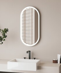 Scheda Specchio da Bagno con Illuminazione Interna e Cornice in Acciaio Spazzolato Linea ETEREA