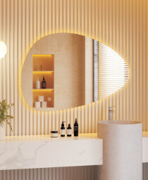 Scheda Specchio Biomorfo Asimmetrico con Retroilluminazione Linea ETEREA