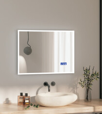 Scheda Specchio LED Smart con Display Digitale e Connettività Bluetooth Modello Chrono