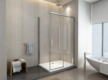 Scheda Box Doccia cristallo 8 mm Trasparente 2 lati 1 Fisso + 1 Scorrevole Soft-Close - Reversibile