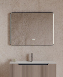 Scheda Specchio LED Retroilluminato con Cornice Nera Modello Contour