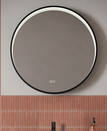 Scheda Specchio Rotondo Retroilluminato con Cornice Nera Modello Axis