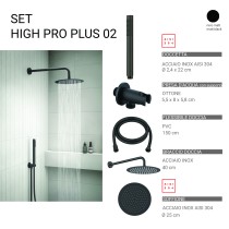 Scheda Gedy Set Doccia Tondo Ø25 cm High Pro Plus 02 Nero Matt