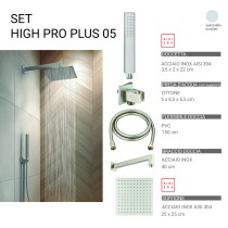 Scheda Gedy Set Doccia Quadrato 25x25 cm High Pro Plus 05 Spazzolato