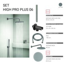 Scheda Gedy Set Doccia Tondo Ø25 cm High Pro Plus 06 Gun Metal