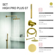 Scheda Gedy Set Doccia Tondo Ø25 cm High Pro Plus 07 Oro Matt