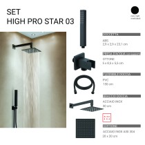 Scheda Gedy Set Doccia Quadrato 20x20 cm High Pro Star 03 Nero Matt