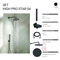 Scheda Gedy Set Doccia Tondo Ø20 cm High Pro Star 04 Nero Matt