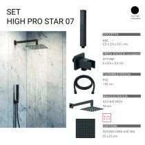 Scheda Gedy Set Doccia Quadrato 25x25 cm High Pro Star 07 Nero Matt