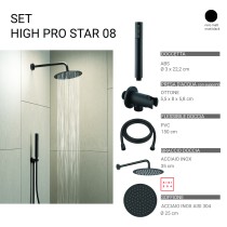 Scheda Gedy Set Doccia Tondo Ø25 cm High Pro Star 08 Nero Matt